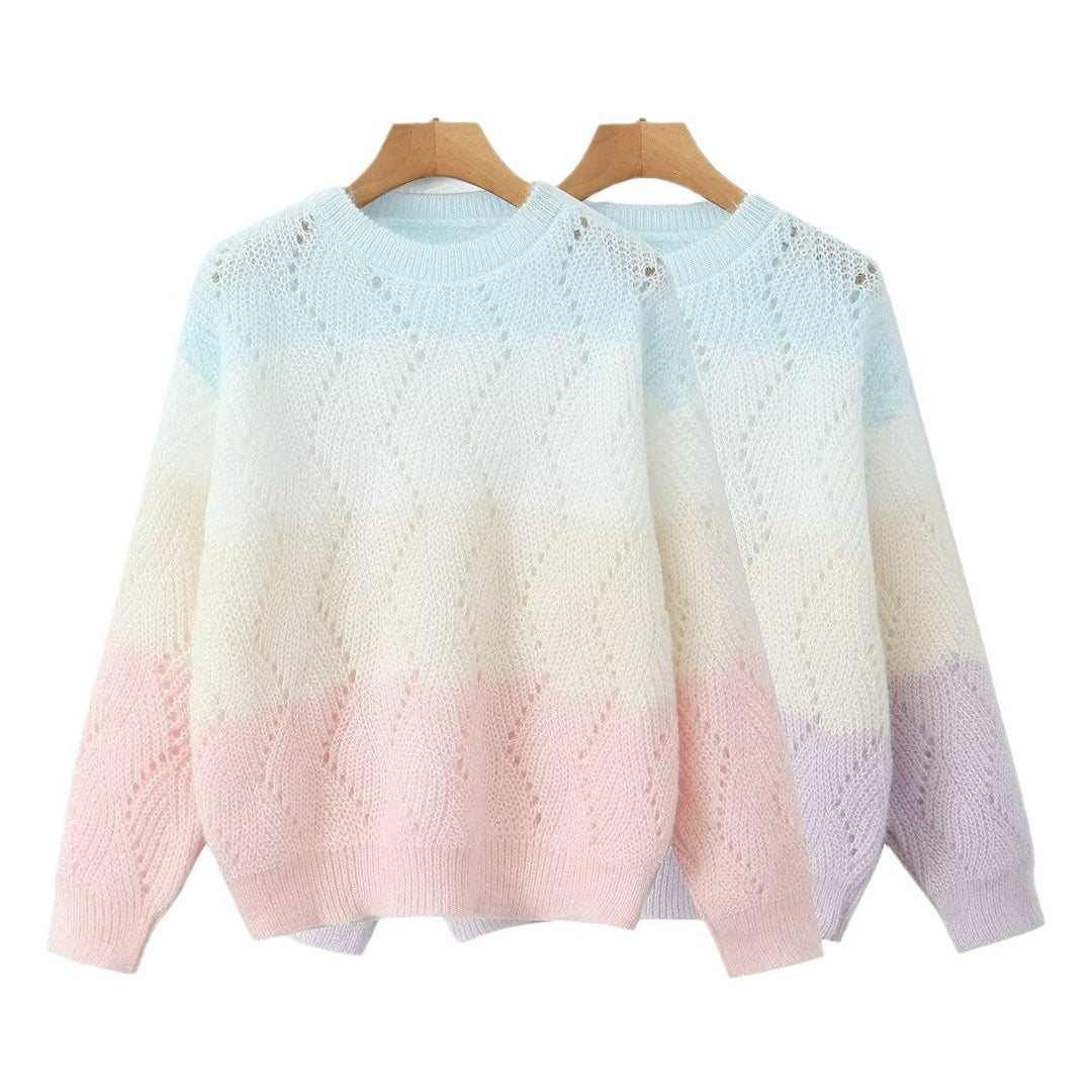 Knitted sweater for women with a modern wave pattern and soft color gradients Lune London