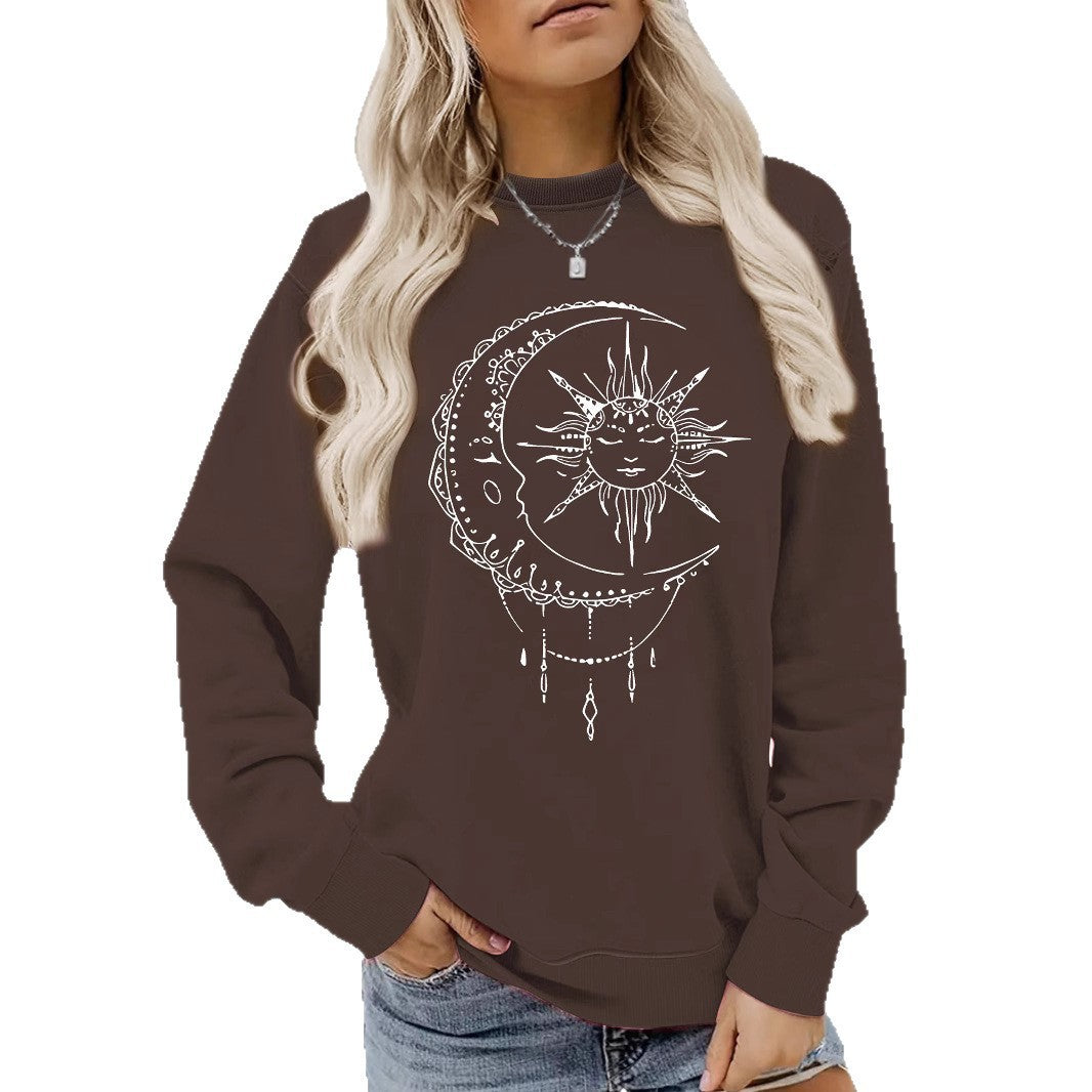 Sweatshirt pour femmes avec un design artistique de soleil et de lune Chic & Stil
