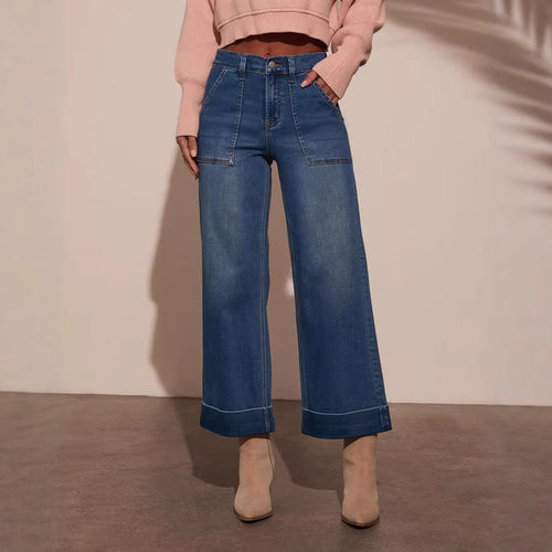 Women wide-cut denim pants with high waistband Lune London