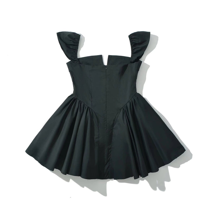Puff sleeve dress for women with a fitted silhouette and an elegant flounce hem Lune London