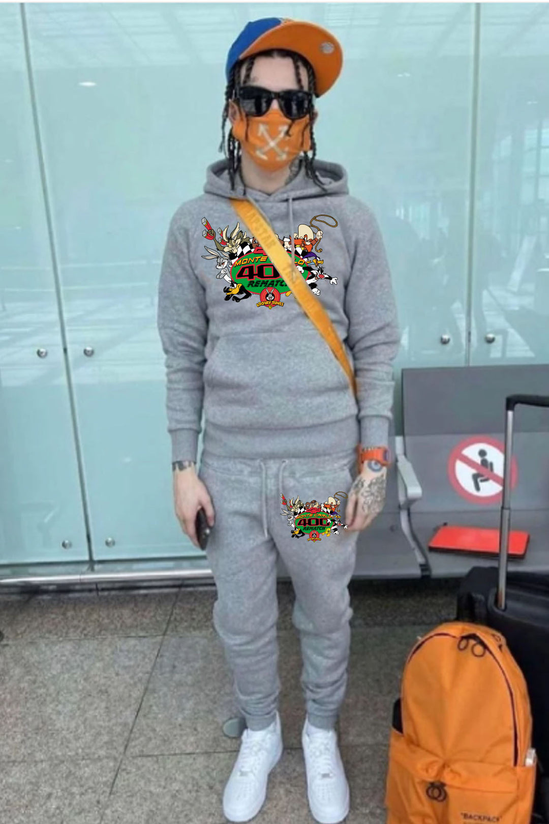 Women's hoodie and jogger pants set with creative cartoon print Lune London