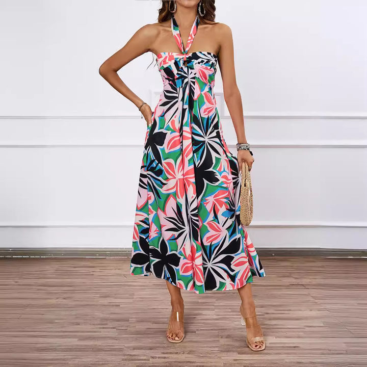 Maxi dress for women with off-the-shoulder design and floral pattern Chic & Stil
