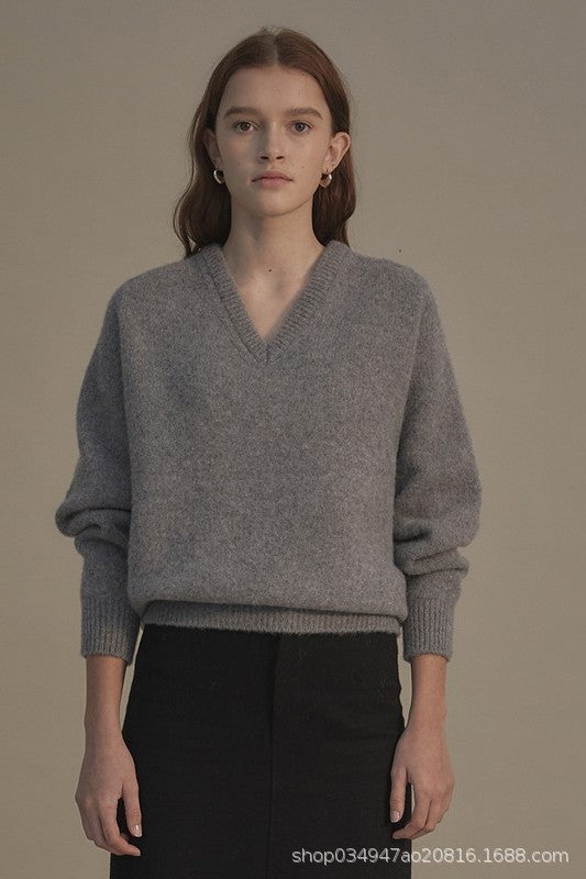 Pull à col V en tricot doux de haute qualité pour femmes Chic & Stil