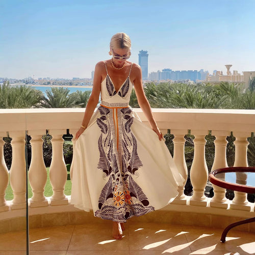 Women's Maxi Dress with Floral Print and Elegant Sophistication