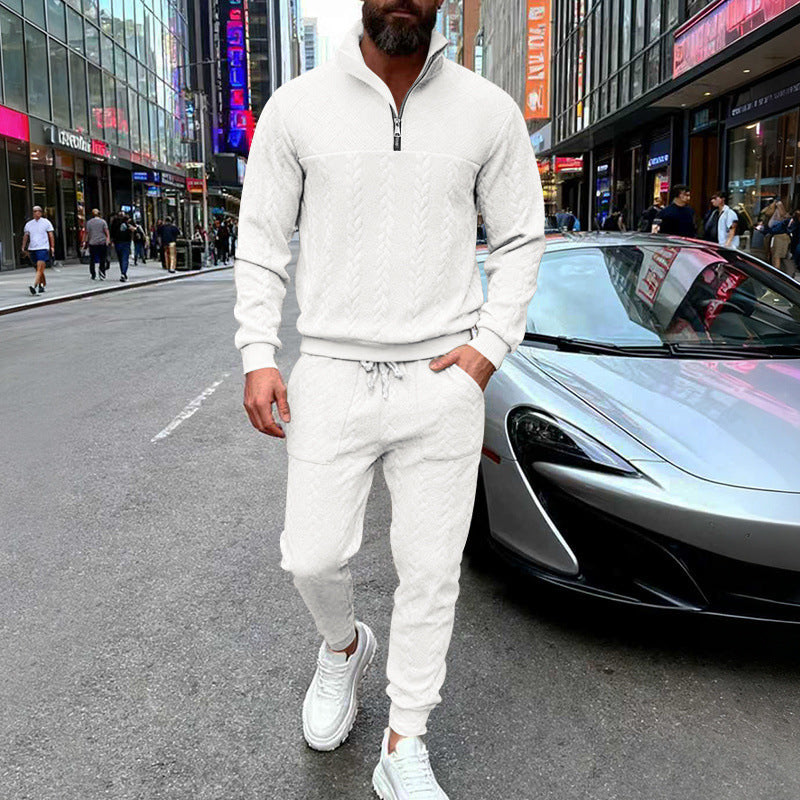 Sport leisure set for men in structured terry fabric with side zippered pockets Lune London