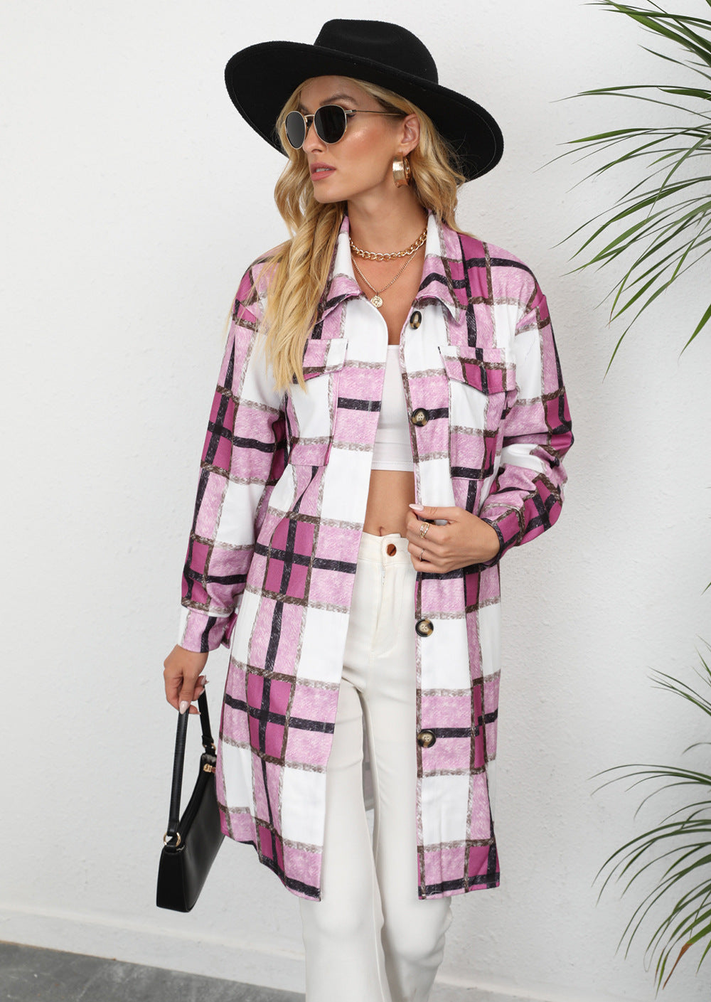 Checkered shirt jacket for women with elegant button details Lune London