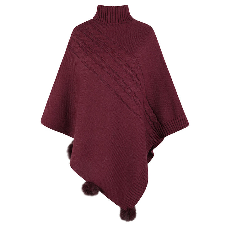 Ladies poncho with a modern braid design and a high collar Lune London