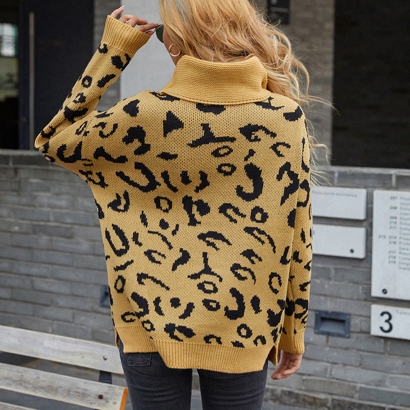 Ladies oversized comfortable sweater with a trendy leopard pattern Lune London