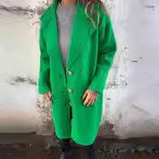 Wool coat for women with modern cut and large button details Lune London