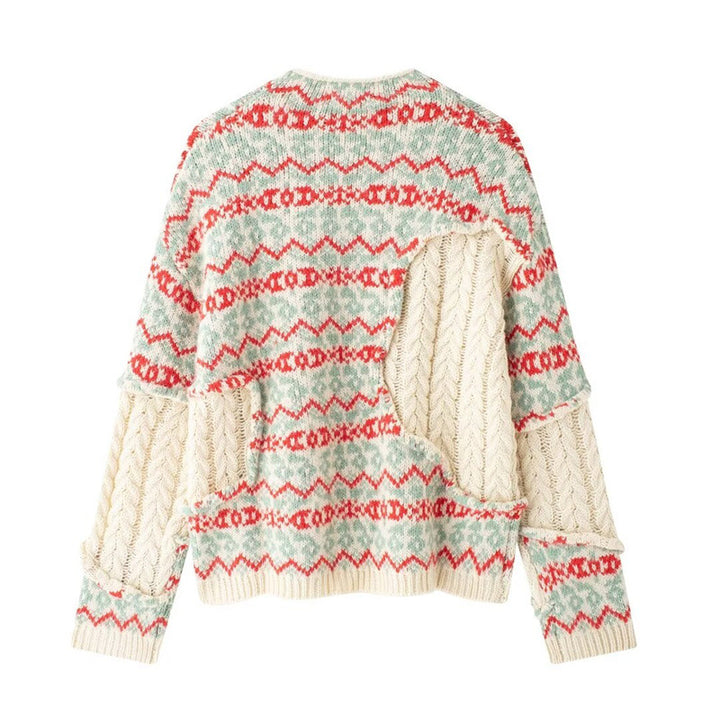 Knitted sweater for women with a colorful pattern and an innovative cut Lune London