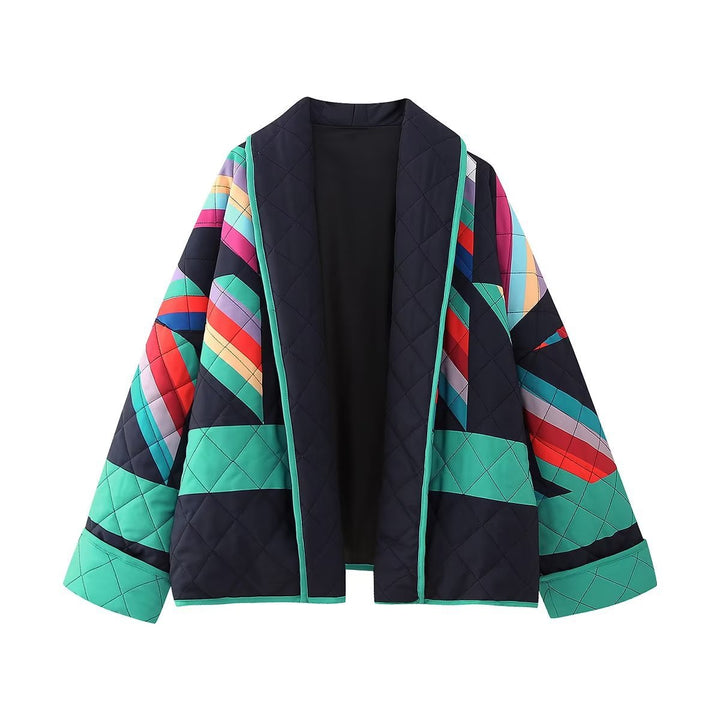 Veste colorée légère matelassée pour femmes au design moderne avec grandes poches Chic & Stil