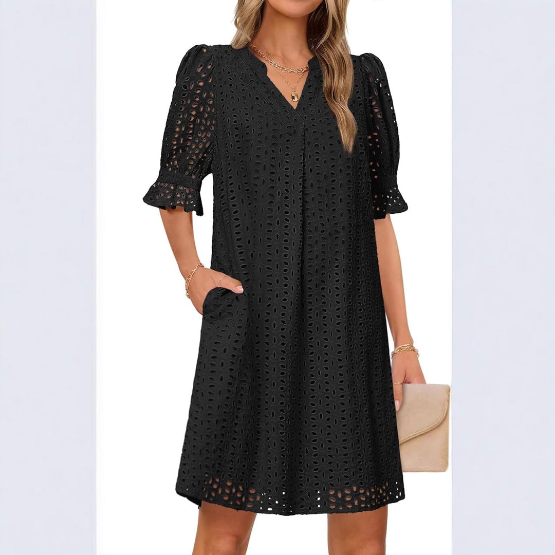 Fluid summer dress for women with elegant lace details Lune London