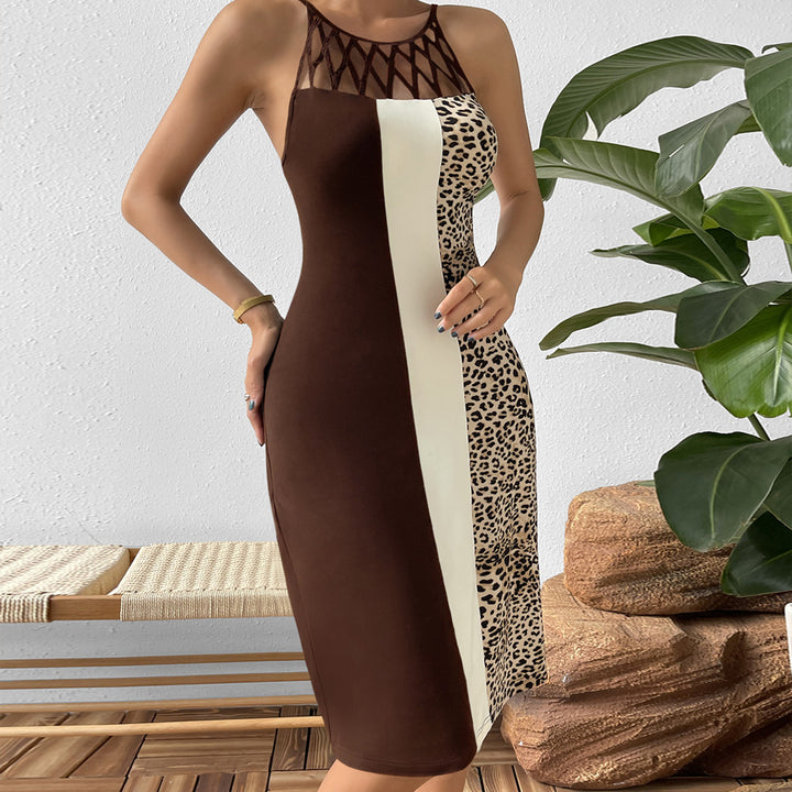 Elegant fitted dress for women with cut-out details and a leopard pattern Lune London