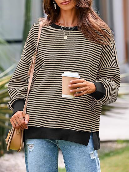 Lune London Casual Striped Oversized Sweater for Women