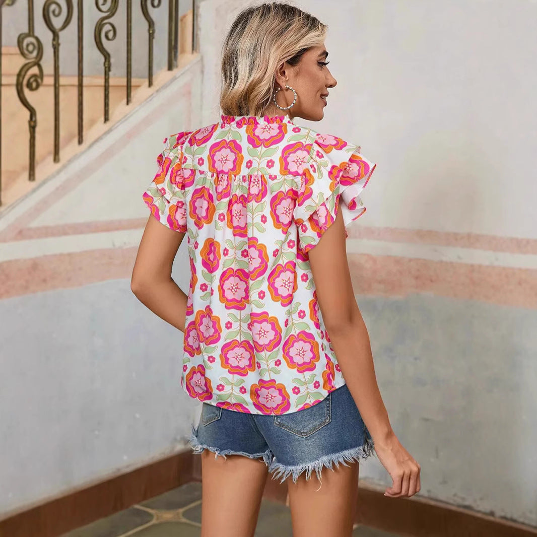 Lightweight viscose blouse for women with ruffle details and relaxed fit Lune London