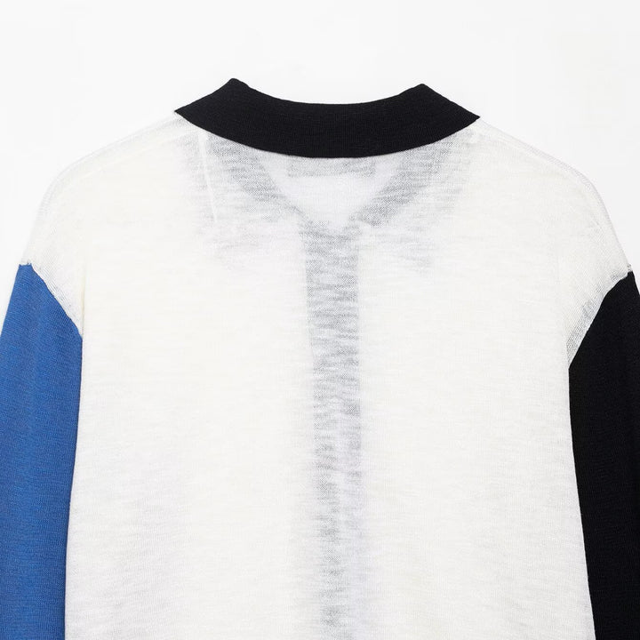 Fashion knit jacket for women with contrasting color sleeves and button closure Lune London