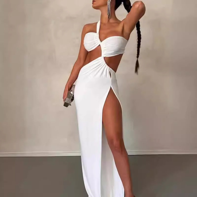 Robe Maxi Couture Femme avec Design Asymétrique et Drapé Élégant Chic & Stil