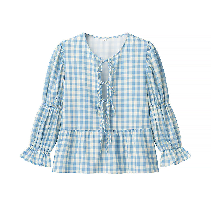 Blouses à carreaux pour femmes avec détails en volants Chic & Stil