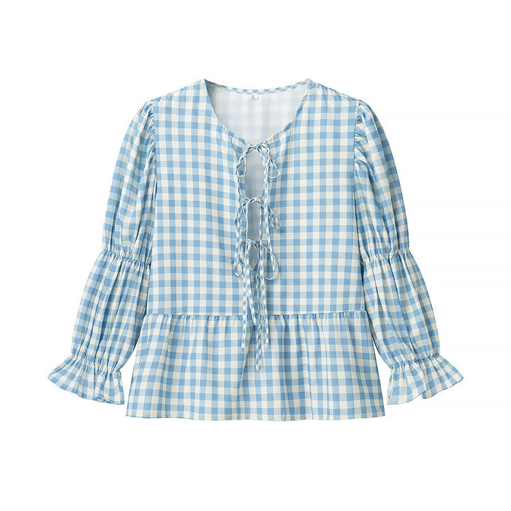 Blouses à carreaux pour femmes avec détails en volants Chic & Stil