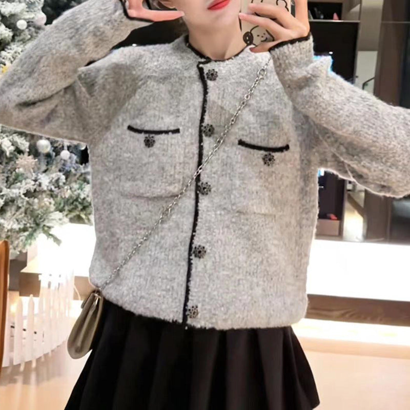 Ladies Cozy Cardigan with stylish button details and applied pockets Lune London