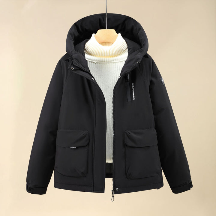 Ladies Insulated Outer Jacket with Oversized Hood and Practical Pockets Lune London