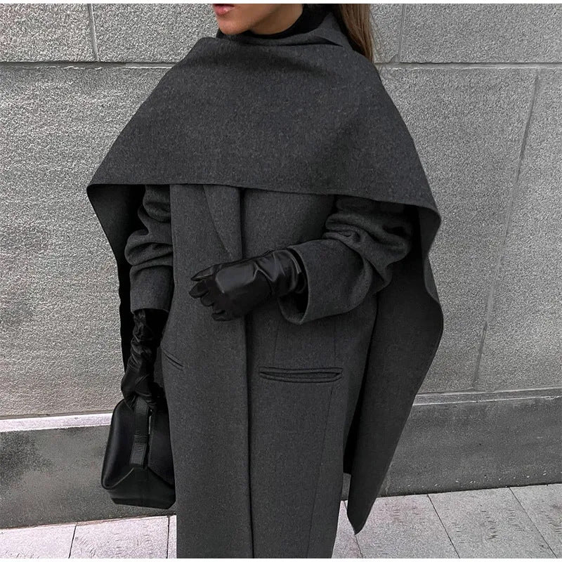 Women Elegant oversized coat with a stylish hood addition Lune London