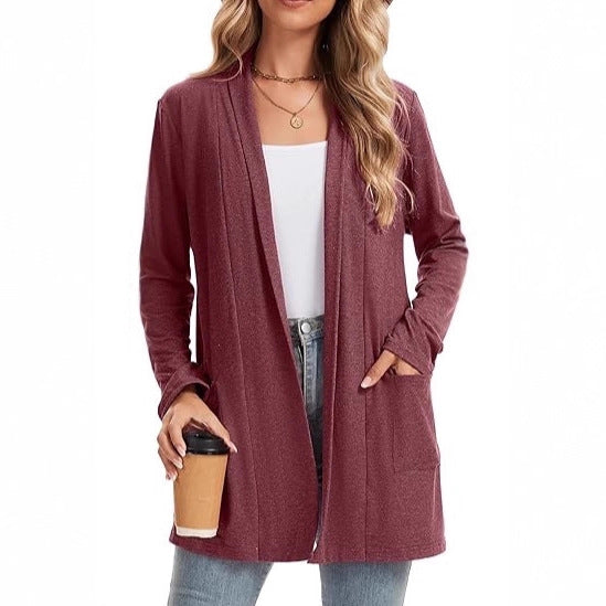 Veste en tricot à manches longues pour femmes, ouverte à l'avant et avec poches Chic & Stil