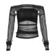 Ladies Elegant Long Sleeve Top with Transparent Mesh and Ruching Lune London