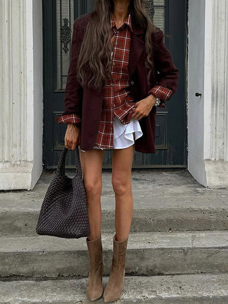 Fashionable oversized jacket for women with plaid pattern and casual fit Lune London
