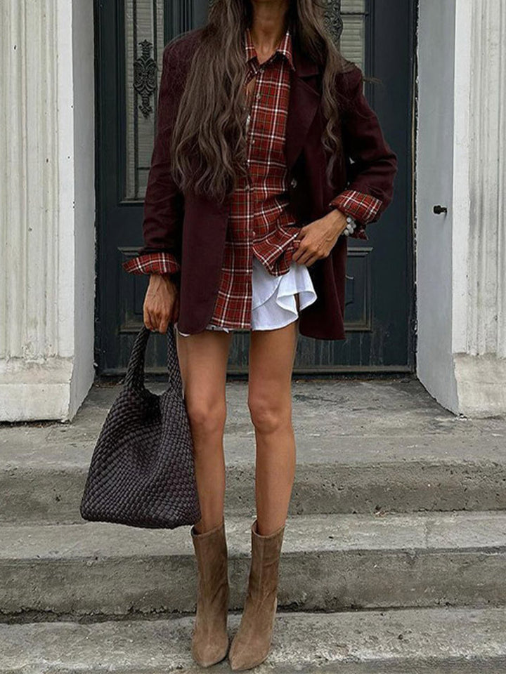 Fashionable oversized jacket for women with plaid pattern and casual fit Lune London