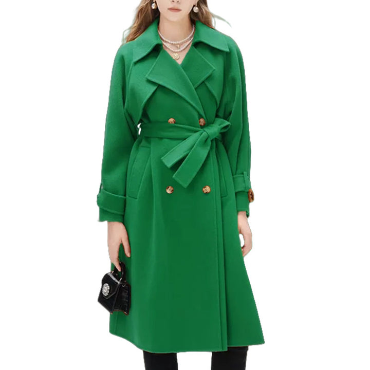 Women's trench coat lined with large lapels and waist belt Lune London