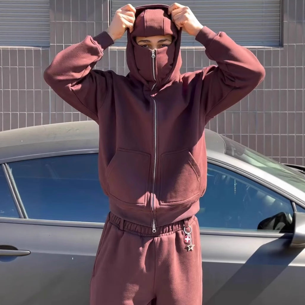 Hooded jacket for women with integrated face protection and convenient zip Lune London
