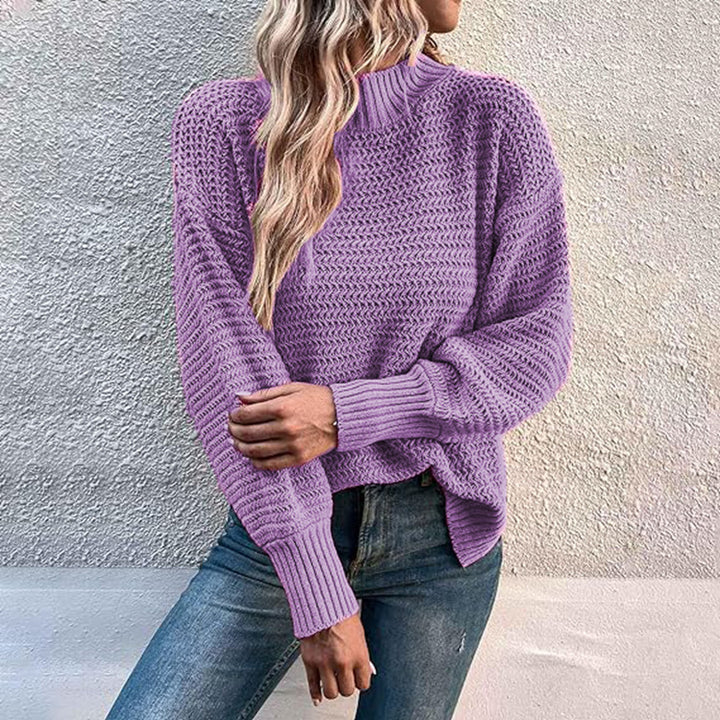 Knit sweater with high collar and structured pattern for women Chic und Stil