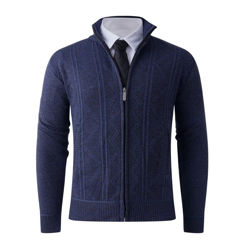 Men's knit jacket with modern zipper and elegant patterns Lune London