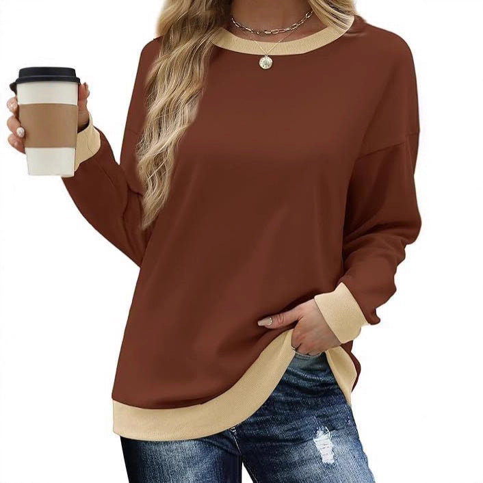 Women Casual Sweatshirt with Contrasting Cuffs and Oversized Cut Lune London