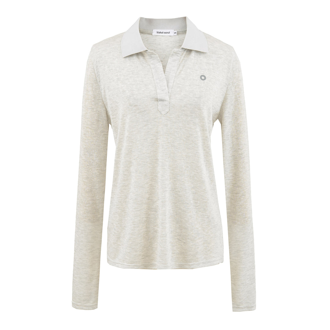 Long sleeve polo shirt for women with a modern collar and a high-quality material blend Lune London