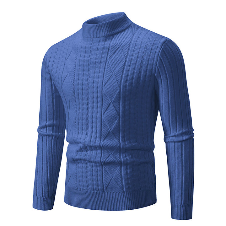 Chunky knit sweater for men with a modern textured pattern and a high collar Lune London
