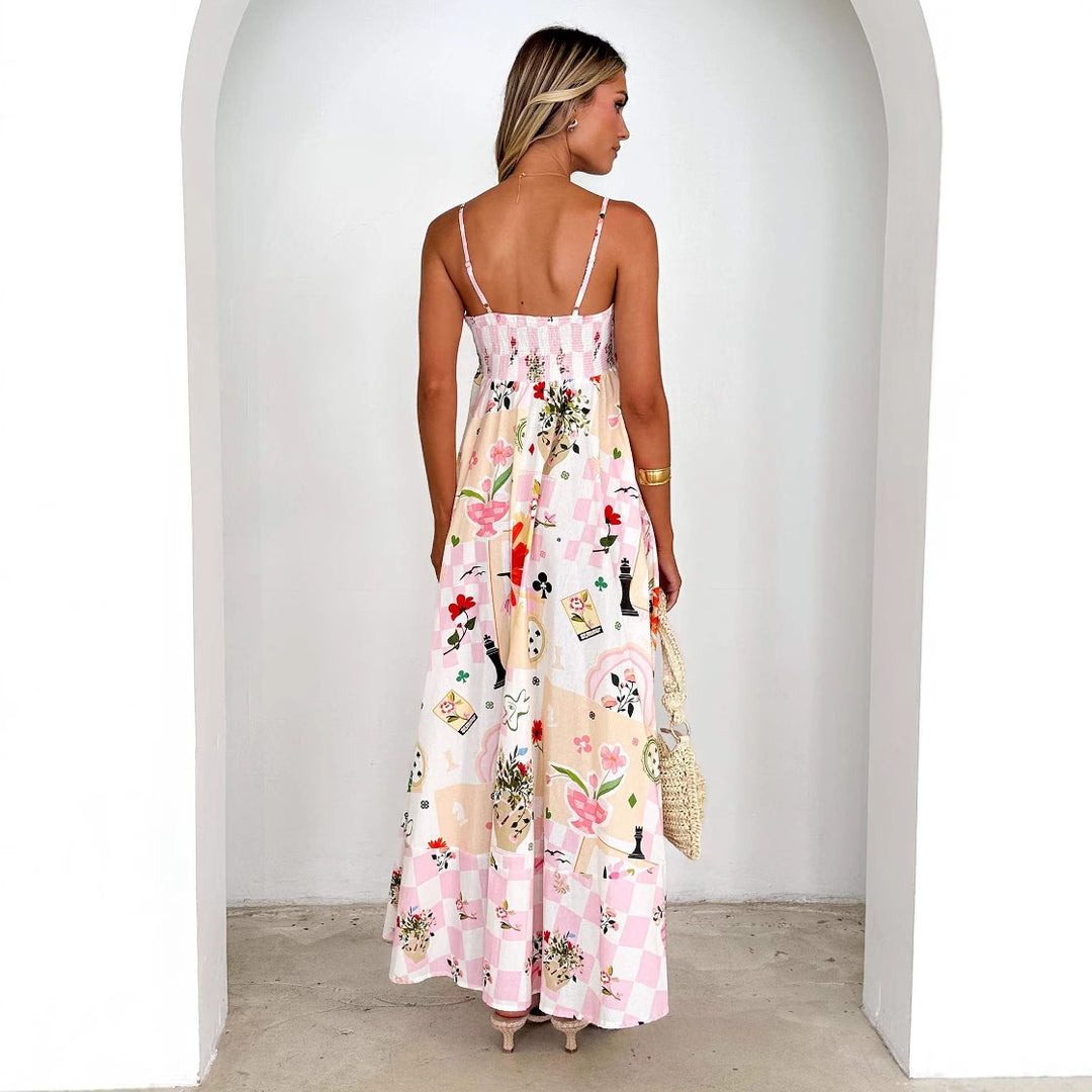 Maxi dress for women with elegant straps and floral accents Chic & Stil