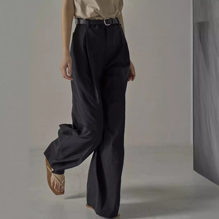 Pantalons larges élégants pour femmes taille haute avec ceinture Chic & Stil
