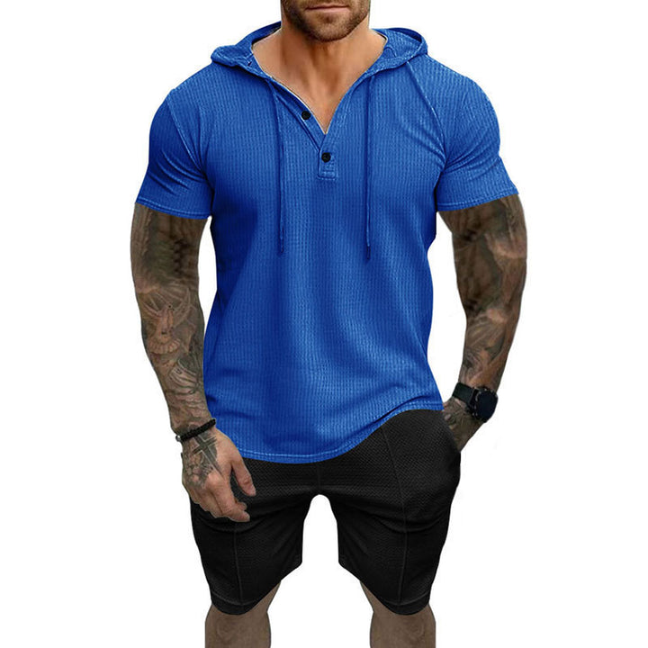 Men's stylish short sleeve shirt with hood and textured surface Lune London