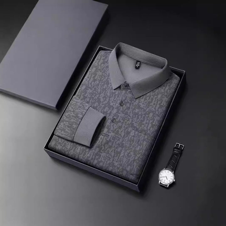 Polo shirt for men with graphic pattern and breathable functional material Lune London