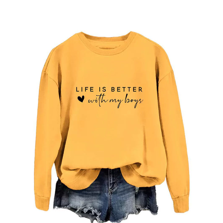 Pull femme confortable à col rond avec impression inspirante Chic & Stil