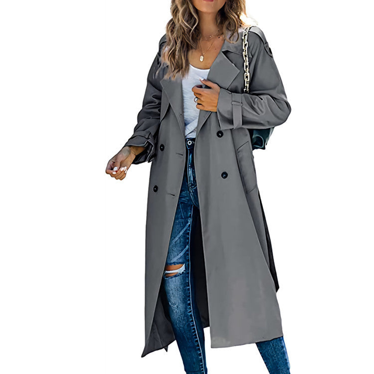 Ladies Elegant oversized trench coat with belted waist Chic and Style