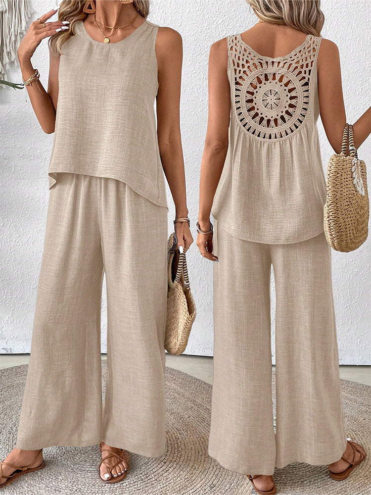Women's airy summer set with crocheted back and loose fit Lune London