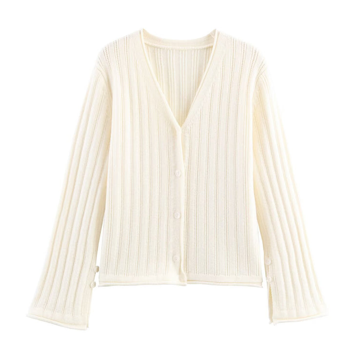 Women’s knit jacket with an elegant V-neck and a modern ribbed structure Lune London