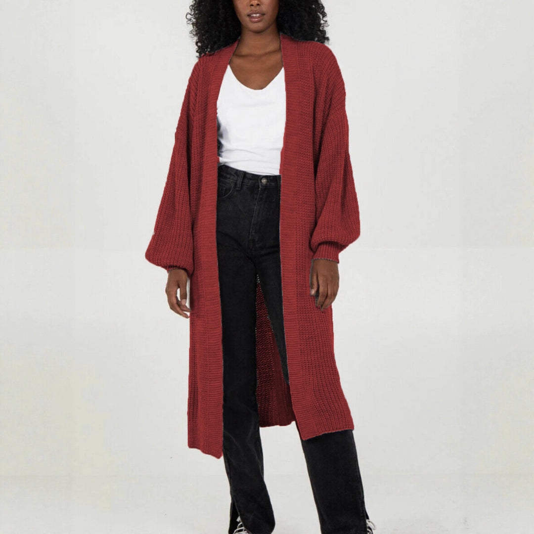 Knitted coat for women with voluminous sleeves and an open cut Lune London