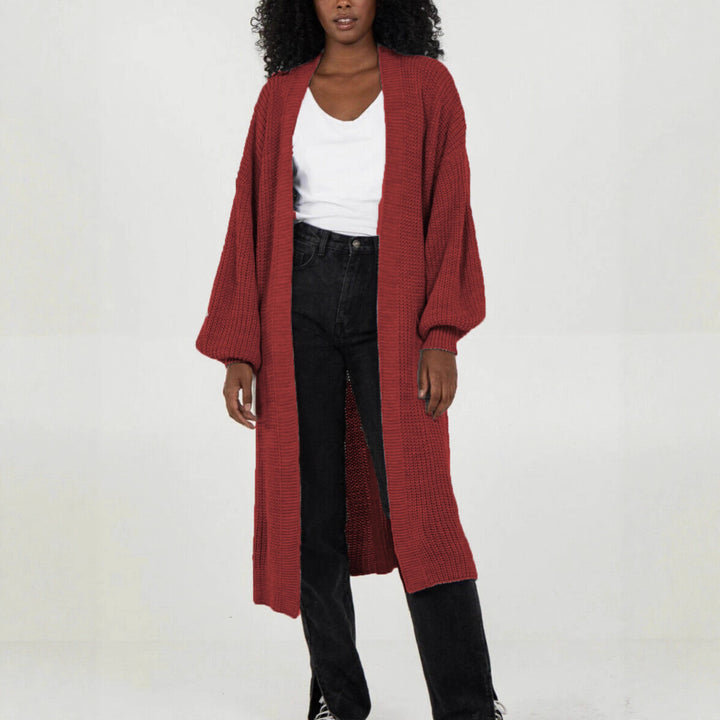 Knitted coat for women with voluminous sleeves and an open cut Lune London