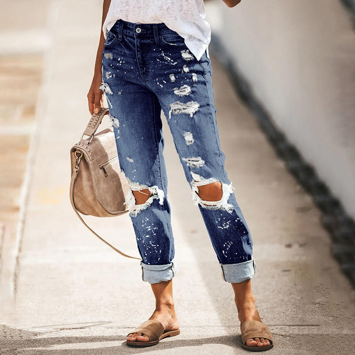 Skinny jeans for women with a trendy distressed effect and a high waist Lune London