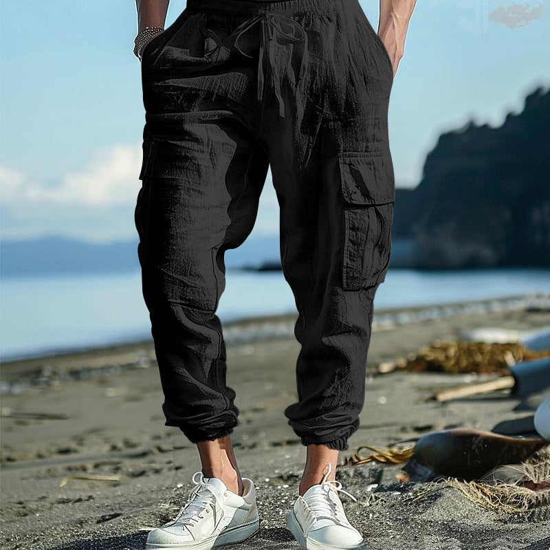 Men's cargo pants with elastic waistband and side pockets Lune London