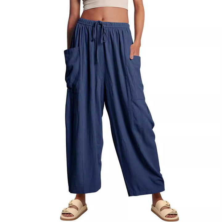 Comfortable Palazzo Pants for ladies with elastic waistband and side pockets Lune London